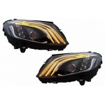 Μπροστινά Φανάρια Set Για Mercedes-Benz C-Class W205 14-20 Upgrade To Maybach Full Led Drl Μαύρα Με Μοτέρ Carner