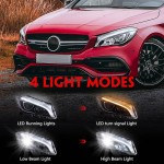 Μπροστινά Φανάρια Set Για Mercedes-Benz Cla W117 13-19 Upgrade Σε Facelift Look Μαύρα Full Led Drl Με Μοτέρ Carner