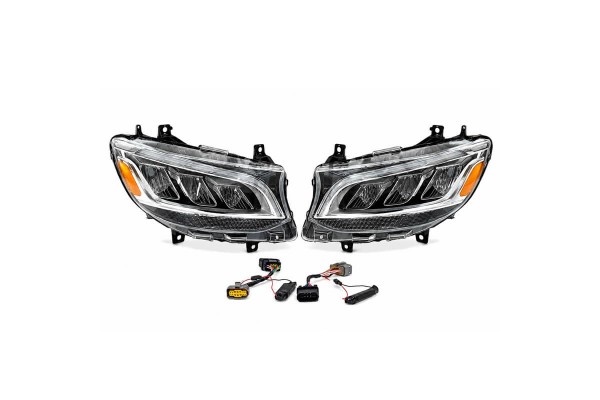 Μπροστινά Φανάρια Set Για Mercedes-Benz Sprinter W907 2018-2023Μαύρα Full Led Carner Μπροστινά Φανάρια Set Για Mercedes-Benz Sprinter W907 2018-2023Μαύρα Full Led Carner