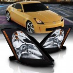 Μπροστινά Φανάρια Set Για Nissan 350Z 03-05 Projector Μαύρα H7/H1 Manual