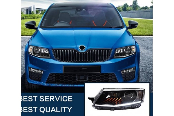 Μπροστινά Φανάρια Set Για Skoda Octavia mk3 2014-2017 Drl Μαύρα Carner