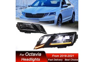 Μπροστινά Φανάρια Set Για Skoda Octavia mk3 2017-2022 Drl Μαύρα Carner
