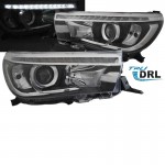 Μπροστινά Φανάρια Set Για Toyota Hilux Revo 15+ True Drl Μαύρα Manual Eagle Eyes
