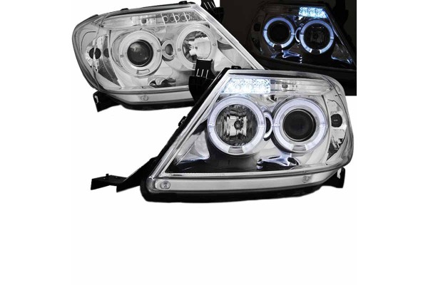 Μπροστινά Φανάρια Set Για Toyota Hilux 05-11 Angel Eyes & Led Χρωμίου H1/H1 Manual Sonar