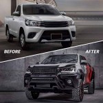 Μπροστινά Φανάρια Set Για Toyota Hilux Revo 15-19 Με Dynamic Start Drl &Φλας Μαύρα Με Μοτέρ Vland