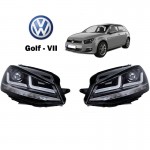 Μπροστινά Φανάρια Set Για Vw Golf Vii (7) 12-17 Drl Full Led Halogen Version Black/Chrome LEDHL103-CM Osram Ledriving Osram Ledriving