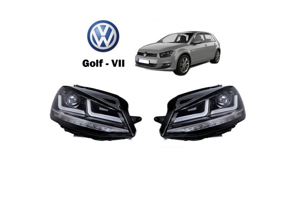 Μπροστινά Φανάρια Set Για Vw Golf Vii (7) 12-17 Drl Full Led Halogen Version Black/Chrome LEDHL103-CM Osram Ledriving Osram Ledriving