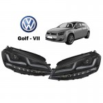 Μπροστινά Φανάρια Set Για Vw Golf Vii (7) 12-17 Drl Full Led Halogen Version Black LEDHL103-BK Osram Ledriving