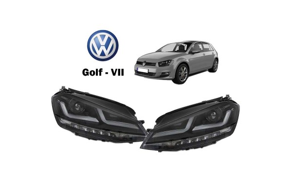 Μπροστινά Φανάρια Set Για Vw Golf Vii (7) 12-17 Drl Full Led Halogen Version Black LEDHL103-BK Osram Ledriving