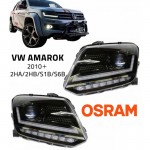 Μπροστινά Φανάρια Set Για Vw Amarok 2010+ Drl Full Led Halogen Version Μαύρα LEDHL107-BK Osramledriving