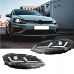 Μπροστινά Φανάρια Set Για Vw Golf Vii (7.5) 17-19 Drl Full Led Halogen Version Black LEDHL10-BK Osram Ledriving