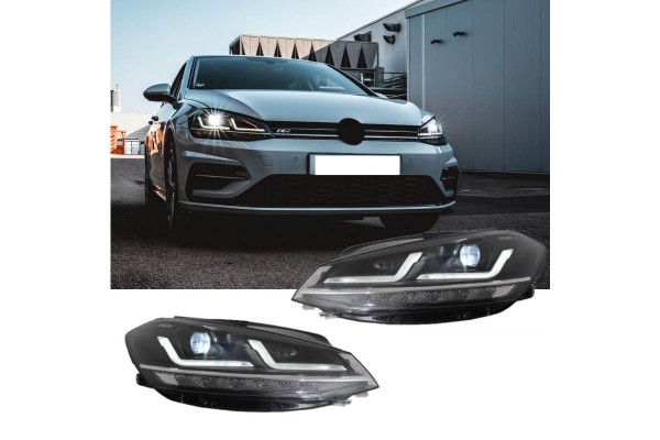 Μπροστινά Φανάρια Set Για Vw Golf Vii (7.5) 17-19 Drl Full Led Halogen Version Black LEDHL10-BK Osram Ledriving