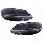 Μπροστινά Φανάρια Set Για Vw Golf Vii (7.5) 17-19 Drl Full Led Halogen Version Black LEDHL10-BK Osram Ledriving