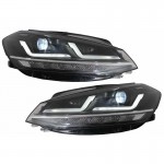 Μπροστινά Φανάρια Set Για Vw Golf Vii (7.5) 17-19 Drl Full Led Halogen Version Black LEDHL10-BK Osram Ledriving