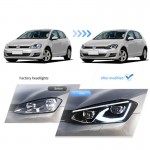 Μπροστινά Φανάρια Set Για Vw Golf Vιi (7) 12-17 Mk8 Golf Look Dynamic Start Drl & Φλας Μαύρα Full Led Με Μοτέρ Vland