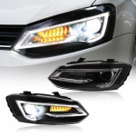 Μπροστινά Φανάρια Set Για Vw Polo 6R/6C 09-17 Drl Tube & Dynamic Φλας H7 Με Μοτέρ V-Land