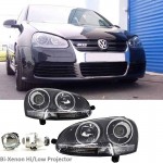 Μπροστινά Φανάρια Set Για Vw Golf V (5) 03-08 Bi-Xenon Projectors Gti / R32 Look Χρώμιο H7/H7 Με Μοτέρ & E-Mark Carner