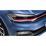 Μπροστινά Φανάρια Set Για Vw Polo Aw 17+ Drl Led Tube Gti Look Μαύρα Με Κόκκινη Γραμμή Upgrade Full Led With Motor Carner