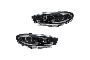 Μπροστινά Φανάρια Set Για Vw Scirocco 08-17 Xenon Upgrade Facelift Look Full Led Drl Black