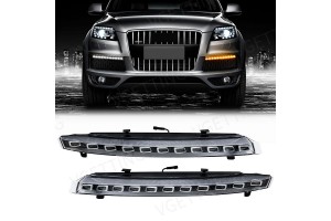 Μπροστινά Φλας Για Audi Q7 4L (2006-2009) Facelift Design Led & Drl Μάυρο/Χρώμιο 2 Τεμάχια Μπροστινά Φλας Για Audi Q7 4L (2006-2009) Facelift Design Led & Drl Μάυρο/Χρώμιο 2 Τεμάχια