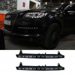 Μπροστινά Φλας Για Audi Q7 4L (2006-2009) Facelift Design Led & Drl Μάυρο/Χρώμιο 2 Τεμάχια