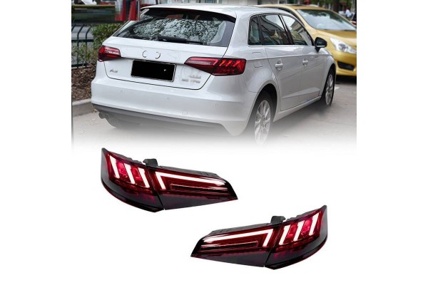 Πισινά Φανάρια Set Για Audi A3 8V 2013-2019 Sportback Led Bar Κόκκινο/Φιμέ