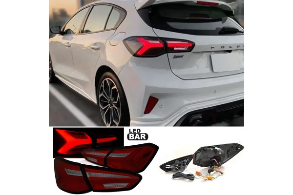 Πισινά Φανάρια Set Για Ford Focus 18-21 Hatchback 3D/5D LedΚόκκινο/Smoke