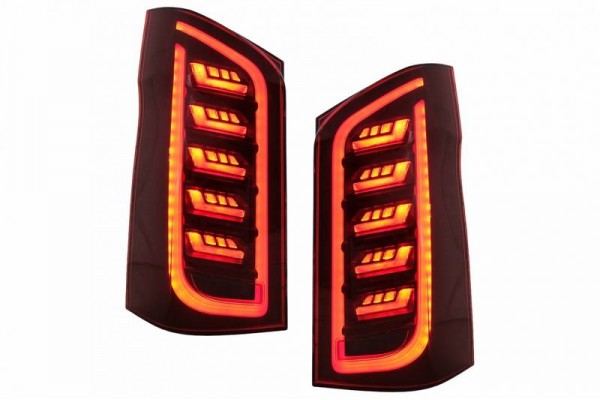 Πισινά Φανάρια Set Για Mercedes-Benz Vito W447 14+ Maybach Look Full Led Bar & Led Signal Dynamic Κόκκινο/Crystal Carner