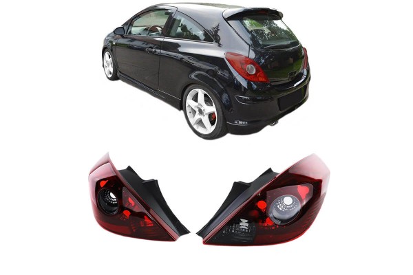 Πισινά Φανάρια Set Για Opel Corsa D 3D 06-14 Opc Look Κόκκινο/Φιμέ Tyc