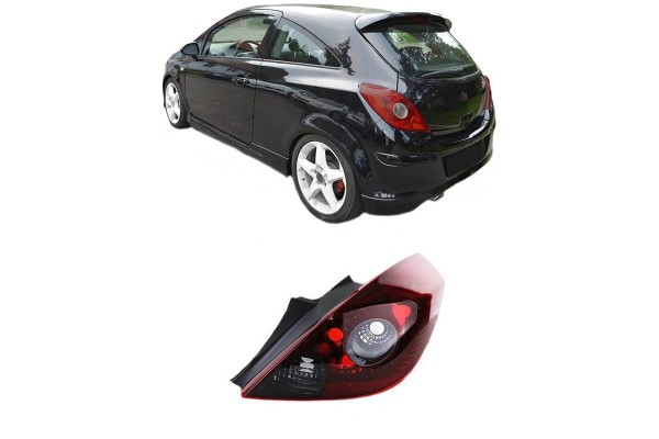 Φανάρι Πισινό Δεξί Για Opel Corsa D 3D 06-14 Opc Look Κόκκινο/Φιμέ Tyc