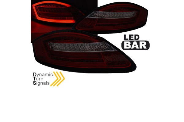 Πισινά Φανάρια Set Για Porsche Boxster 987 / Cayman 05-08 Led Bar Με Dynamic Φλας Κόκκινο/Φιμέ Sonar
