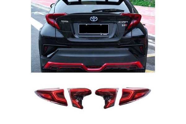 Πισινά Φανάρια Set Για Toyota C-HR 2016-2019 Full Led Bar / Dynamic Φλας Κόκκινα