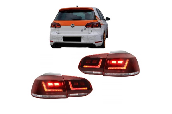 Πισινά Φανάρια Set Για Vw Golf Vi (6) 08-12 LEDriving® Dynamic Full Led Bar Κόκκινο/Crystal Osram