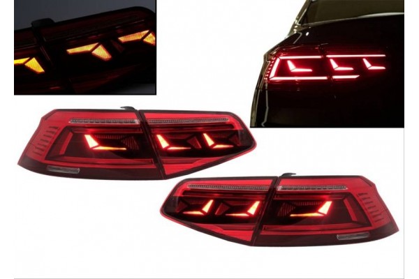 Πισινά Φανάρια Set Για Vw Passat B8 3G (2015-2019) Limousine Sequential Dynamic Φλας B8.5 Design Red/Crystal