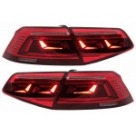 Πισινά Φανάρια Set Για Vw Passat B8 3G (2015-2019) Limousine Sequential Dynamic Φλας B8.5 Design Red/Crystal