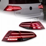 Πισινά Φανάρια Set Για Vw Golf Vii 7 11-16 Led Bar Dynamic Start Up Facelift 7.5 GTI/R Look Κόκκινο/Φιμέ