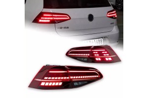 Πισινά Φανάρια Set Για Vw Golf Vii 7 11-16 Led Bar Dynamic Start Up Facelift 7.5 GTI/R Look Κόκκινο/Φιμέ