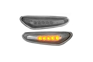 Πλαϊνά Φλας Φτερού Για Bmw 3 E46 Sedan 01-05 / Touring 01-05 / 5 E60/E61 03-10 / X3 E83 03-10 5 Led Chrome 2 Τεμάχια