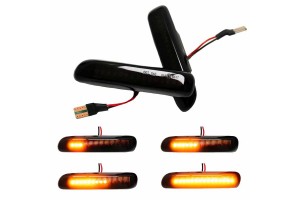 Πλαϊνά Φλας Φτερού Για Bmw 3 E46 Sedan 99-01 / Touring 99-01 / Compact 01-04 / Coupe 99-03 Led Dynamic Smoke 2 Τεμάχια