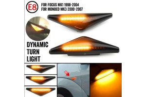 Πλαϊνά Φλας Φτερού Για Ford Focus 98-04 / Mondeo 00-07 Led Dynamic Φιμέ 2 Τεμάχια