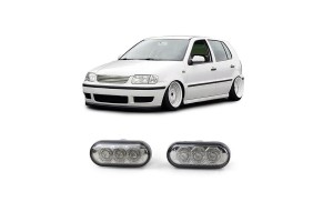 Πλαϊνά Φλας Φτερού Για Vw Golf / Polo / Passat / Vento / T5 / Sharan / Seat Ibiza / Cordoba / Ford Galaxy Led Canbus Chrome 2 Τεμάχια