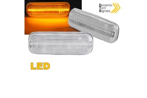 Πλαϊνά Φλας Φτερού Για Mercedes-Benz Ml W163 98-02 Led Dynamic Άσπρα 2 Τεμάχια