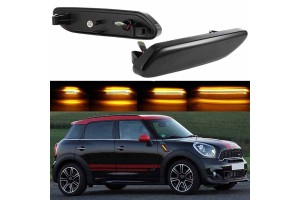 Πλαϊνά Φλας Φτερού Για Mini Cooper Countryman R60 12-17 / Paceman R61 12-17 Led Dynamic Φιμέ 2 Τεμάχια