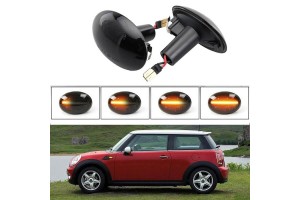 Πλαϊνά Φλας Φτερού Για Mini Cooper R55 / R56 / R57 / R58 / R59 Led Dynamic Φιμέ 2 Τεμάχια