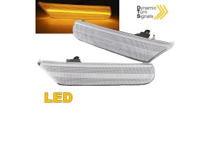 Πλαϊνά Φλας Φτερού Για Porsche 911 996 99-04 / Boxster 986 96-04 Led Dynamic Άσπρα 2 Τεμάχια