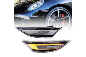 Πλαϊνά Φλας Φτερού Για Porsche911 Carrera 991 11-16 / Boxster 718 16+ / Cayman 981 12-16 / Cayman 718 16+ Led Dynamic Άσπρα 2 Τεμάχια