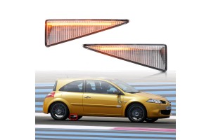 Πλαϊνά Φλας Φτερού Για Renault Megane 02-05 / Scenic 03-09 / Espace Led Dynamic Άσπρα 2 Τεμάχια