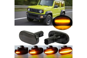 Πλαϊνά Φλας Φτερού Για Suzuki Jimny JB64W 2018+ Led Dynamic Φιμέ 2 Τεμάχια