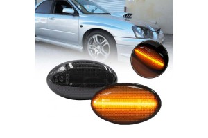 Πλαϊνά Φλας Φτερού Για Subaru Impreza 02-07 / Forester 01-05 / Liberty 00-03 Led Dynamic Φιμέ 2 Τεμάχια