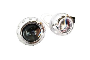 Προτζέκτορες Φαναριών Bi-Xenon Για Retrofit 2.5" H1 Mini Cooper Look Με Ccfl Angel Eyes 2 Τεμάχια